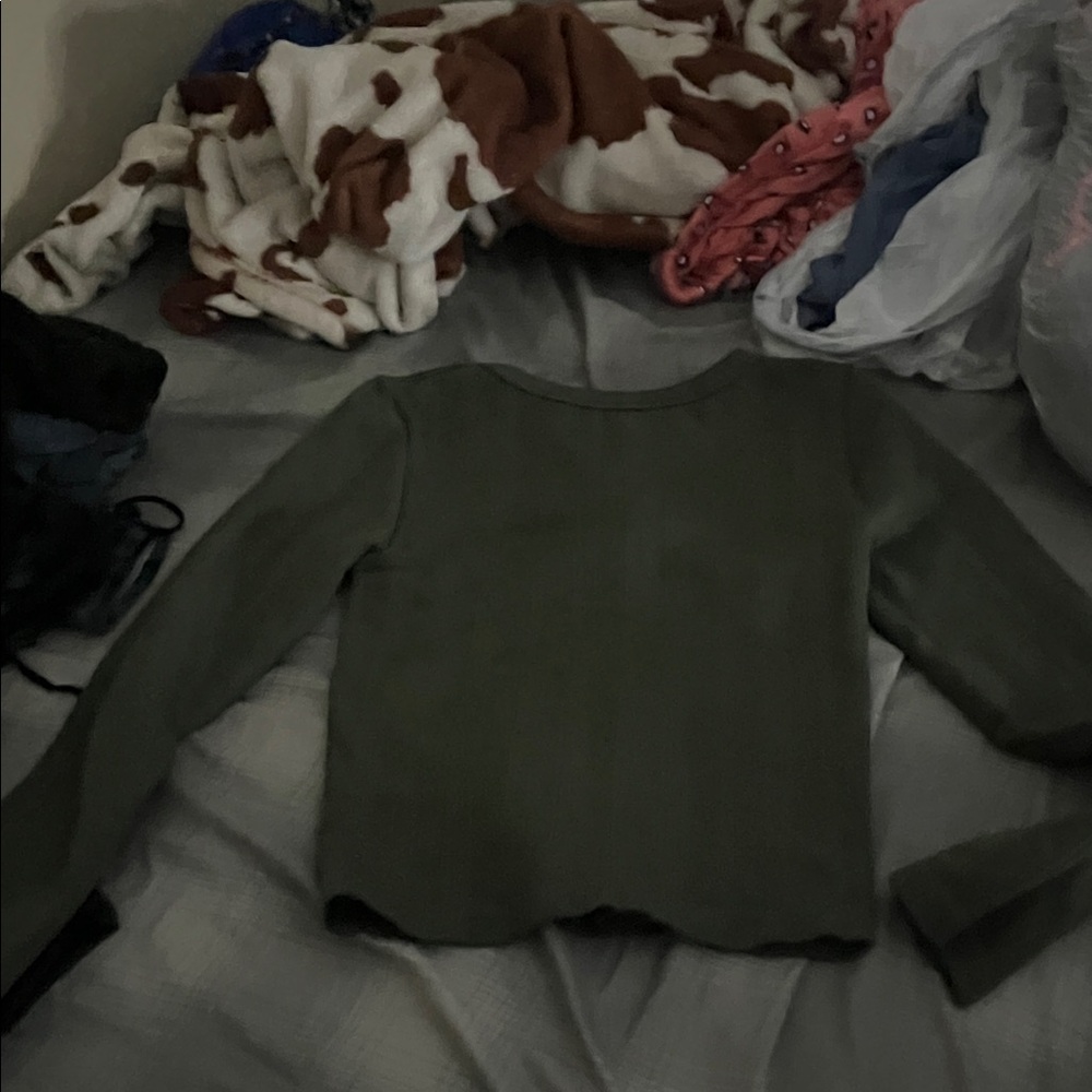Olive Green Long Sleeve Top